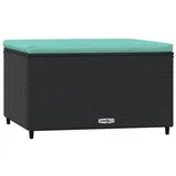 vidaXL Gartenhocker mit Kissen Schwarz Poly Rattan