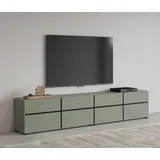 INOSIGN Lowboard Cross, moderne grifflose TV-Kommode,4 Klappen/4 Schubkästen, Breite 225 cm, TV-Schrank mit viel Stauraum, TV-Board, grün