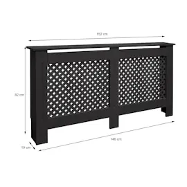 ECD Germany Heizkörperverkleidung MDF Wabenmuster 152x19x82 cm Schwarz