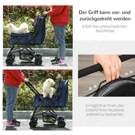 PawHut Hundebuggy Hundewagen für kleine Hunde und Katzen Oxford Blau 76,5 x 52 x 95 cm
