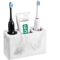 Luxspire Zahnbürstenhalter, 3 Fächer Harz Elektro Zahnbürsten Zahnpastaständer Organizer Halter für Elektrische Zahnbürsten, Zahnpasta, Stifte - Kies Weiß
