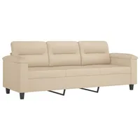 vidaXL 3-Sitzer-Sofa Creme 180 cm Mikrofasergewebe