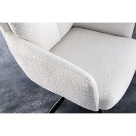 Riess-Ambiente Stuhl BIG GEORGE - drehbar Retro weiß Bouclé mit Armlehnen Bonellfederkern Esszimmer