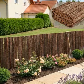 casa.pro Rindenzaun 300 x 90 cm Braun/Holz