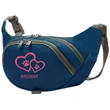 Tierisch-tolle Geschenke Hundesport Bauchtasche Leckerlie-Tasche mit 2 Herzen, 2 Pfoten und Wunschnamen personalisiert | Hundetraining | Leckerlie Beutel (Blau/Pink)