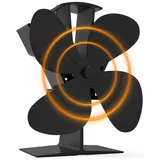 kisidus Kaminventilator 4 Flügel Ofenventilator Ohne Strom, Wärmebetriebener, Leiser, Mini Kaminlüfter,Umweltfreundlich für Pellet/Holzbrenner/Kamin schwarz 18,2 cm