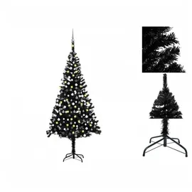vidaXL Künstlicher Weihnachtsbaum Beleuchtung & Kugeln Schwarz 240cm PVC