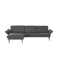 HIMOLLA Eckcouch Leder 2-Sitzer Schwarz