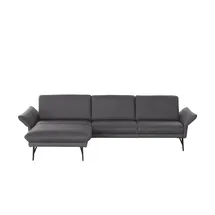 HIMOLLA Eckcouch Leder 2-Sitzer Schwarz