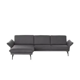 HIMOLLA Eckcouch Leder 2-Sitzer Schwarz