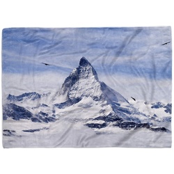 Sinus Art Handtücher Handtuch Strandhandtuch Saunatuch Kuscheldecke mit Fotomotiv Matterhorn Berggipfel Schnee, Baumwolle-Polyester-Mix (1-St), Handtuch 100 cm x 180 cm