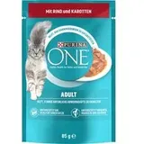 PURINA ONE Adult - Sparpaket: Rind & Karotte (52 x 85 g)