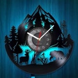 Smotly Vinyl-Wanduhr, Waldwildtier-Thema, stille Wanduhr mit LED-Nachtlichtfunktion ist eine Wanduhr Geschenk für Naturliebhaber.