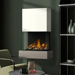 muenkel design Como [Elektrokamin Opti-myst]: Concrete (Betonoptik) - Haube weiß - Mit Heizung