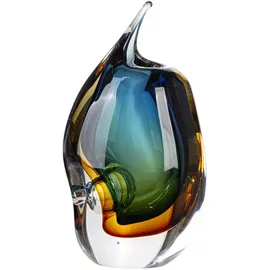 Gilde Glas Art Vase Dario aus Glas - glänzend - blau/braun/grün/klar - Höhe 24cm x Breite 13cm - wasserdichte Glasvase
