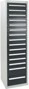 Stumpf Schubladenschrank Serie T-100/35-1, RAL 7035/7016, 15 Schubladen