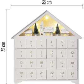 EMOS Leuchtender Adventkalender aus Holz 2023 Weiß