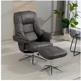 Duo Collection Relaxsessel Burnaby Mikrofaser 82 x 108 x 90 cm Grau mit Hocker und Relaxfunktion