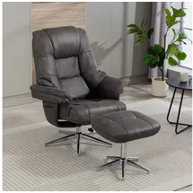 Duo Collection Relaxsessel Burnaby Mikrofaser 82 x 108 x 90 cm Grau mit Hocker und Relaxfunktion