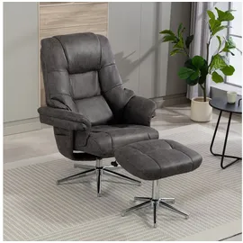 Duo Collection Relaxsessel Burnaby Mikrofaser 82 x 108 x 90 cm Grau mit Hocker und Relaxfunktion