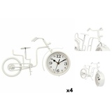 Gift Decor Uhr Tischuhr Fahrrad Weiß Metall 33 x 21 x 4 cm 4 Stück weiß