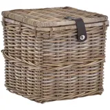 Korbtruhe Allzweck Korb Box mit Deckel Natur Rattan Grau (Mittel, Quadratisch)