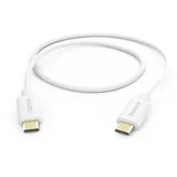 Hama Ladekabel USB-C - USB-C, 1 m Weiß