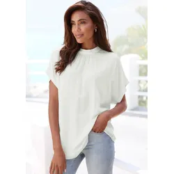 Kurzarmbluse, in lockerer Passform, Damenbluse, sportlich elegant, Gr. 36, creme, , 49533415-36