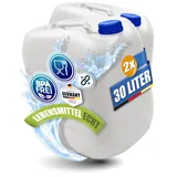 Kosmetex 2X Kanister 30L, Geschmacksneutral, Wasserkanister für Wasser & Getränke | lebensmittelecht & BPA frei, für Outdoor, Camping, Haushalt & Gewerbe | Made in Germany