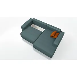 A&J MöbelLand Ecksofa TOR mit Schlaffunktion. Farbe: Azur. - Blau