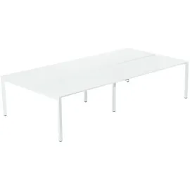 Paperflow easyDesk Doppelschreibtisch weiß rechteckig, 4-Fuß-Gestell weiß 240,0 x 166,0 cm