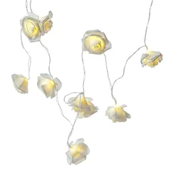 MARELIDA LED Lichterkette 10 weiße Rosen Rosenblüten Blumengirlande L:1,8m weiß