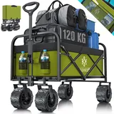 Kesser KESSER® Bollerwagen faltbar mit Breite Reifen Handwagen Transportkarre Gerätewagen inkl. 2 Netztaschen klappbar Kunststoff-Reifen bis 120 kg Tragkraft transportwagen Gartenanhänger