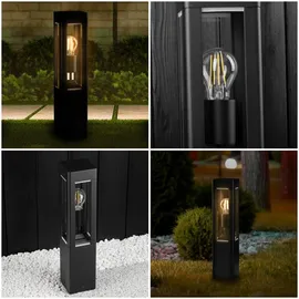 Lumiled Außenleuchte Pollerleuchte Außenstehleuchte Stehlampe Wegeleuchte Wegelampe 50 cm IP44 Schwarz rechteckig Aluminium E27 max 13W