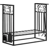 Homcom Kaminholzständer mit Kaminbesteck 75 x 30 x 60 cm schwarz