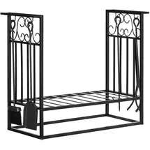 Homcom Kaminholzständer mit Kaminbesteck 75 x 30 x 60 cm schwarz