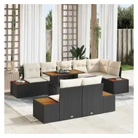 vidaXL Garten Essgruppe 9-tlg. Schwarz/Beige