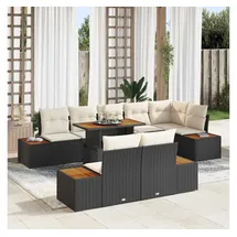 vidaXL Garten Essgruppe 9-tlg. Schwarz/Beige