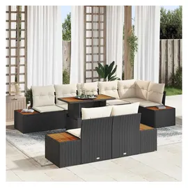 vidaXL Garten Essgruppe 9-tlg. Schwarz/Beige