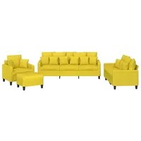 VidaXL 4-tlg. Sofagarnitur mit Kissen Hellgelb Stoff