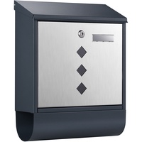 Wiltec 60976 Briefkasten V36 Anthrazit und Edelstahl 305 x