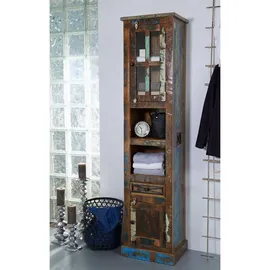 MASSIVMOEBEL24.DE Nature Of Spirit Bad 103 Schrank 44 x 36 x 190 cm Mehrfarbig Glas/Holz/Massivholz