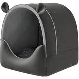 EUGAD Größe Hundehöhle, 2-in-1 Hundehöhle Hundehütte, Katzenhöhle Haustierhaus mit Plüschkissen Warm Hundehaus, Größe Mittelgroße Katzenhaus für Drinnen Winterfest 60x55x60cm