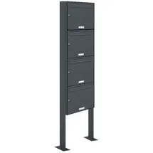 AL Briefkastensysteme Standbriefkasten 4 Fach Anthrazitgrau inkl. Zeitungsfach