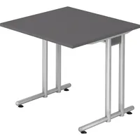 Hammerbacher NS08 Schreibtisch grafit quadratisch, C-Fuß-Gestell silber 80,0 x