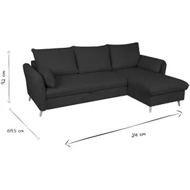 miliboo Schlaf-Ecksofa mit Stauraum 3/4-Sitzer beiger Stoff und helles Holz DRISS