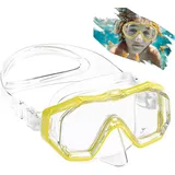 Taucherbrille Erwachsene, Taucherbrille 180° Weitwinkel, Schnorchelbrille Aus Gehärtetem Und Glas Silikonband Siegel, Anti-Leck & Anti-Fog, Tauchmasken Geeignet Zum Tauchen Schnorchelset (Gelb)