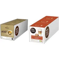 NESCAFÉ Dolce Gusto Dallmayr Crema d'Oro | 48 Kaffeekapseln | 100% Arabica-Bohnen | Feine Crema und vollmundiges Aroma | Schnelle Zubereitung 3er Pack (3 x 16 Kapseln) & Latte Macchiato Caramel