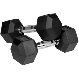 REBEL Hanteln Gusseisen Gummierte HEX 2x6kg schwarz