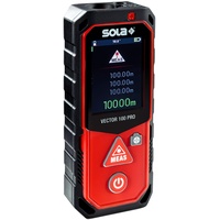 SOLA Vector 100 Pro Laser-Entfernungsmesser 100 m - Laser-Messgerät – 11 Messfunktionen - Kamera mit eingebautem 4-Fach Zoom - USB Schnittstelle - Bluetooth + App – NI-Mh Akku – IP65